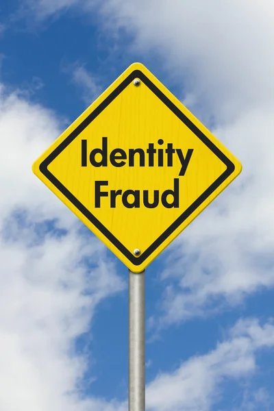 Yellow Warning Identity Fraud Highway Road Sign — Stock Photo, Image