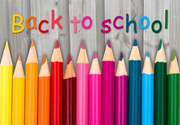Pencil Crayons with text Back to School — Stock Photo, Image