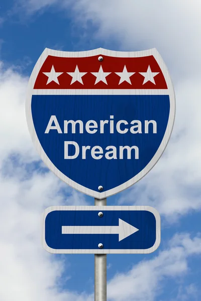 Weg zum amerikanischen Traum-Straßenschild — Stockfoto