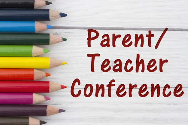 Pencil Crayons with text  Parent-Teacher Conference — Stock Photo, Image