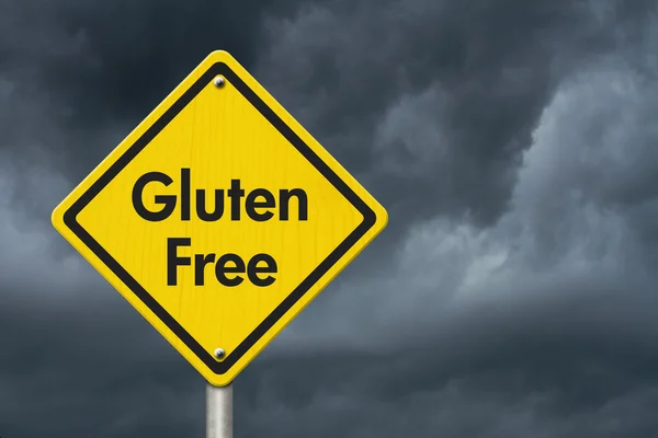 Gluten vrije gele waarschuwing snelweg verkeersbord — Stockfoto