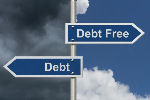 有债务，而不是债务免费 — 图库照片