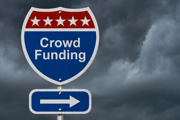 American Crowd Funding Highway Road Sign — Stock Photo, Image