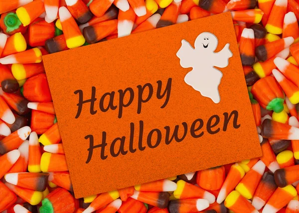Šťastný Halloween Přání Duchem Sladké Kukuřici Royalty Free Stock Fotografie