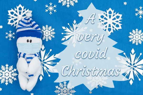 Message Noël Très Cosy Avec Bonhomme Neige Portant Masque Avec — Photo