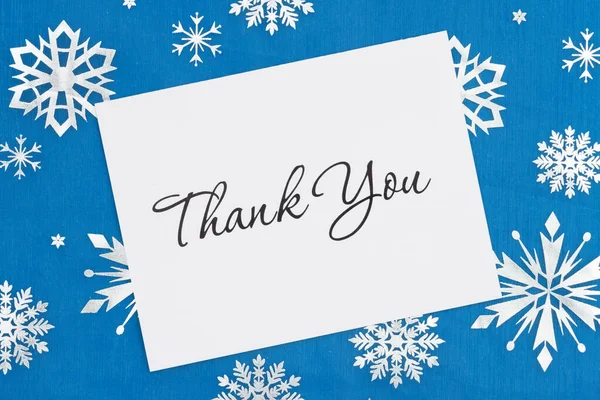 Thank You Greeting Card Blue Snowflake Your Holiday Thanks Customers — Stock Photo, Image