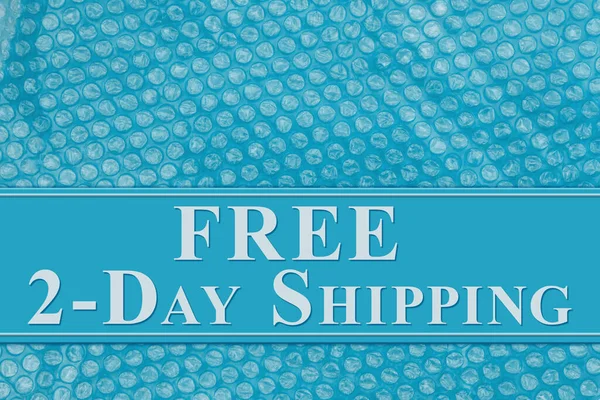 Free Day Shipping Message Green Bubble Wrap Plastic Packaging Material — Stock Photo, Image