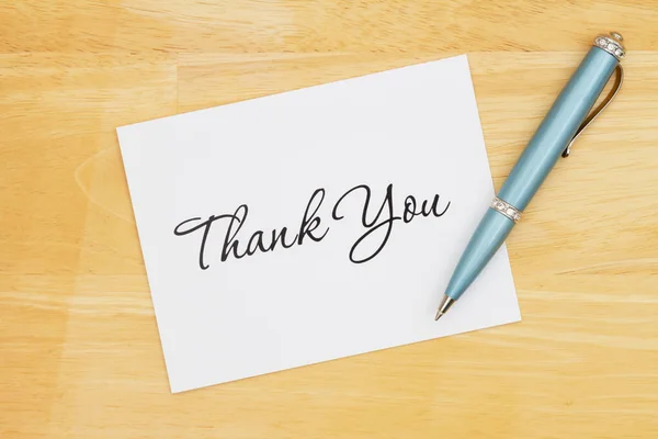 Thank You Greeting Card Pen Desk Stock Picture