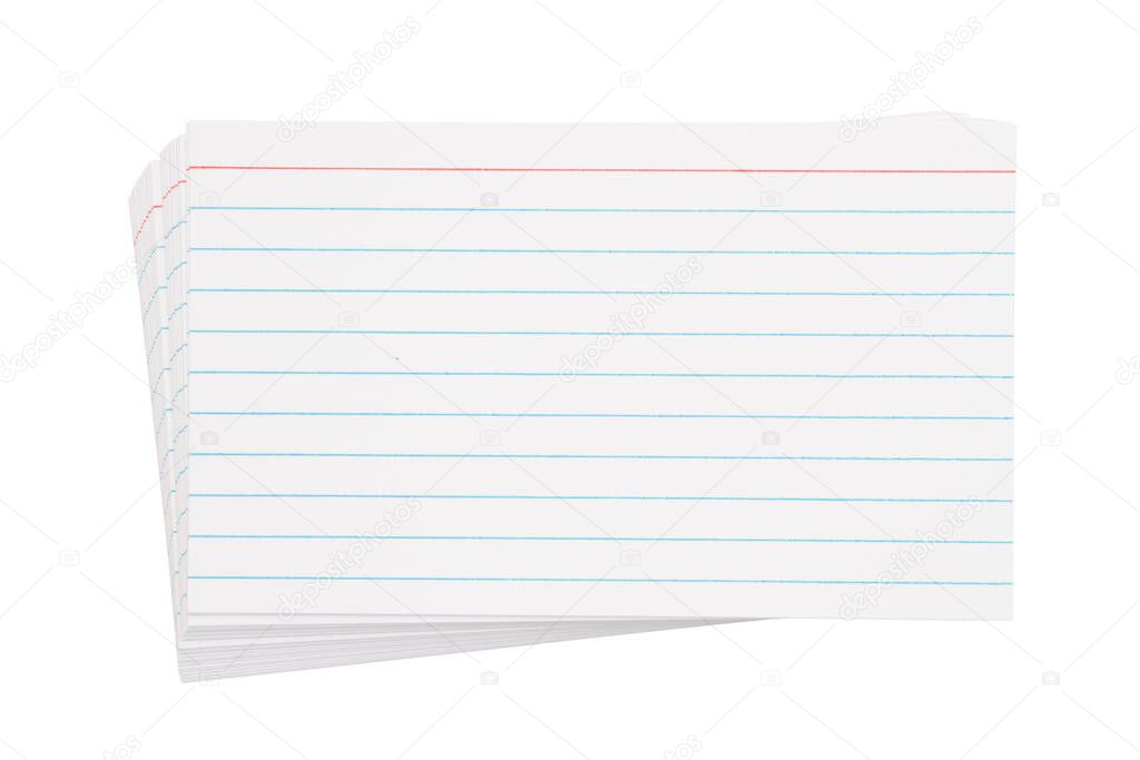 Retro white paper index cards isolated on white with copy space for your message