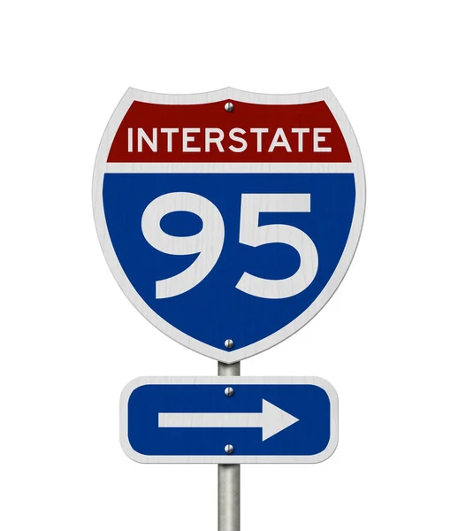 Interstate Usa Red Blue Highway Road Sign Isolated White — Stock Photo, Image