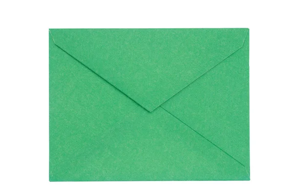 Verde Volta Envelope Isolado Branco Com Espaço Cópia Para Sua — Fotografia de Stock