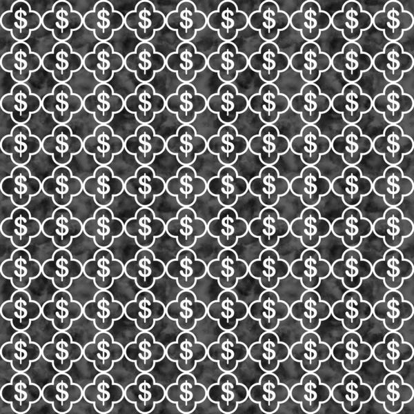 Ilustração Preto Branco Dólares Sinais Quatrefoil Linhas Material Padrão Fundo Imagens Royalty-Free