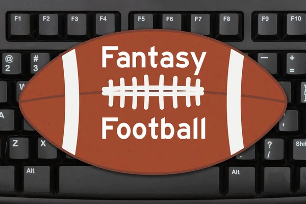 Fantasy Football Üzenet Egy Foci Egy Fekete Billentyűzeten Stock Fotó