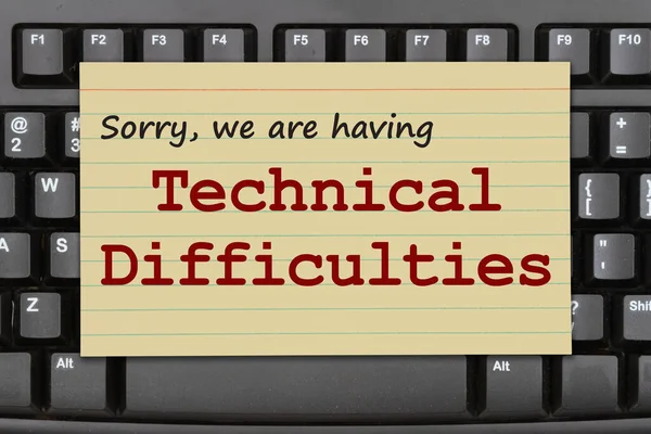 Sajnálom Hogy Technikai Nehézségek Üzenet Egy Fekete Billentyűzeten Jogdíjmentes Stock Képek