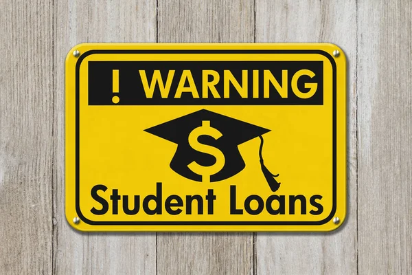 Student Loan Warning Message Grad Hat Dollar Sign Symbol Yellow — Stock Photo, Image