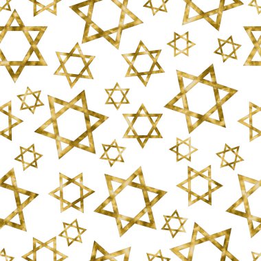 Illustration gold and white Star of David pattern background that is seamless and repeats clipart