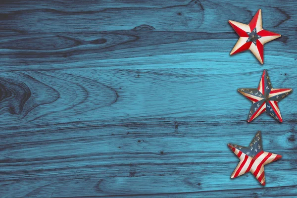 Ретро Американский Патриотический Фон Гранеными Звездами Флага Сша Голубом Дереве — стоковое фото
