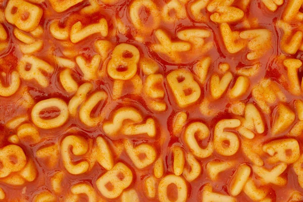 Pasta Alphabet Soup Background Your Snack Lunch Message — Stock Photo, Image