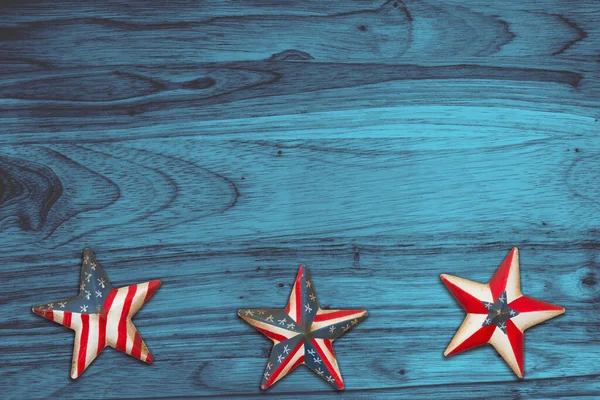 Retro American Patriotic Background Grunge Usa Flag Stars Blue Wood — Stock Photo, Image