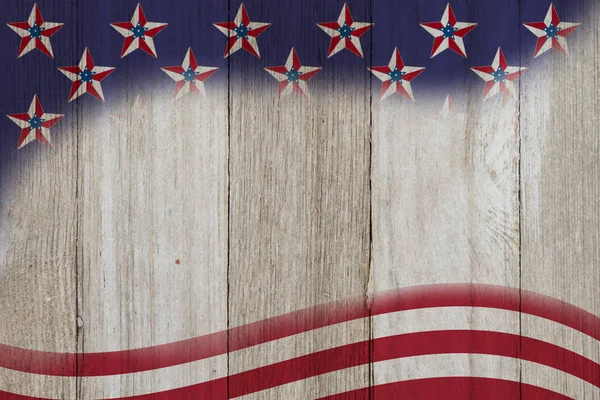 Fondo Patriótico Retro Americano Con Estrellas Bandera Grunge Usa Madera — Foto de Stock