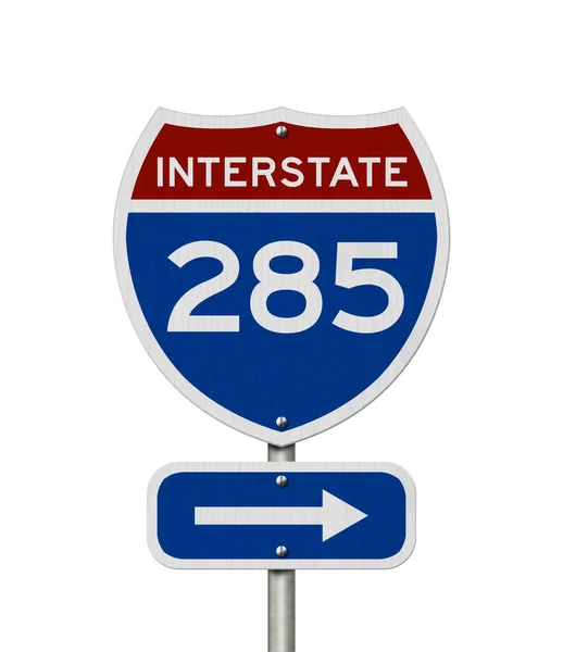 285 Interstate Usa Red Blue Highway Road Sign Isolated White — Stock Photo, Image