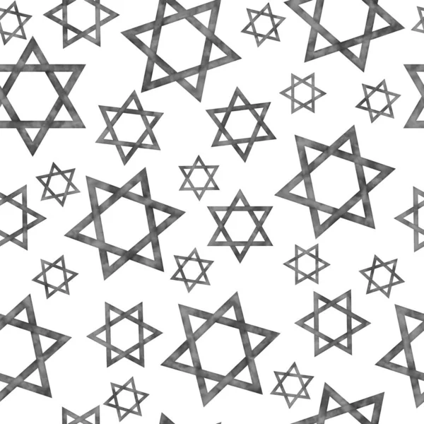 Illustration Black White Star David Pattern Background Seamless Repeats — Stock Photo, Image