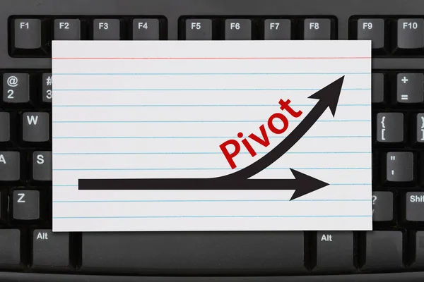 Draaibericht Met Pijl Een Index Kaart Een Zwart Toetsenbord — Stockfoto