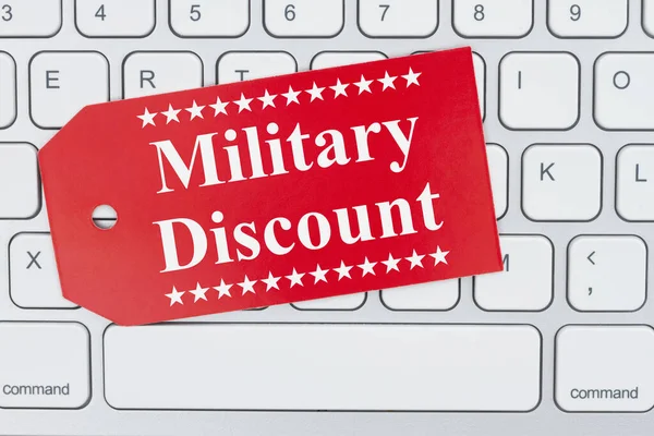 Military Discount Message Gift Tag Gray Keyboard Your Online Sales — Stock Photo, Image