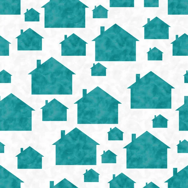 Illustration Teal White House Pattern Background Seamless Repeats — Stock Photo, Image
