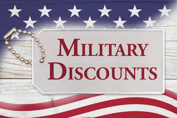 Military Discounts Message Red White Blue Usa Flag Stars Stripes — Stock Photo, Image