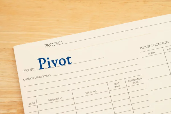 Pivot Project Plan Folder Task Section Wood Desk — Stock Photo, Image