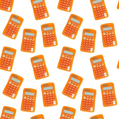 Turuncu hesap makinesi arkaplanı sorunsuz ve okul veya finans tasarımı için yineleniyor