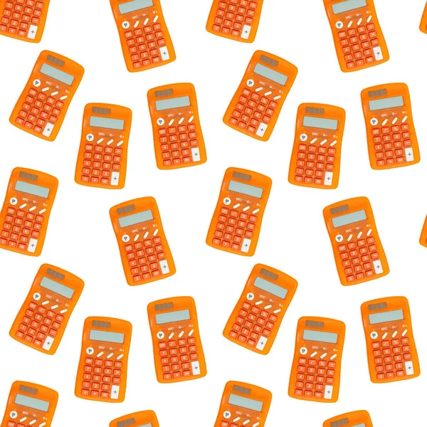 Fondo Calculadora Naranja Que Sin Costuras Repite Para Escuela Diseño —  Fotos de Stock