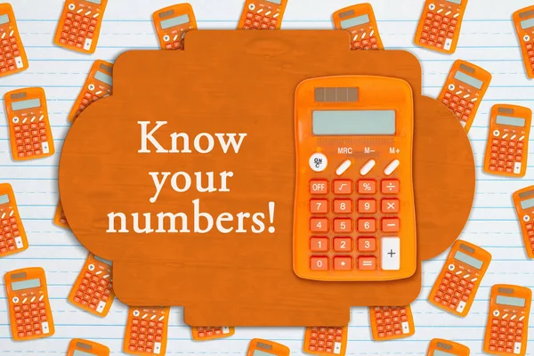 Conheça Seus Números Assine Calculadora Laranja Papel Governado — Fotografia de Stock