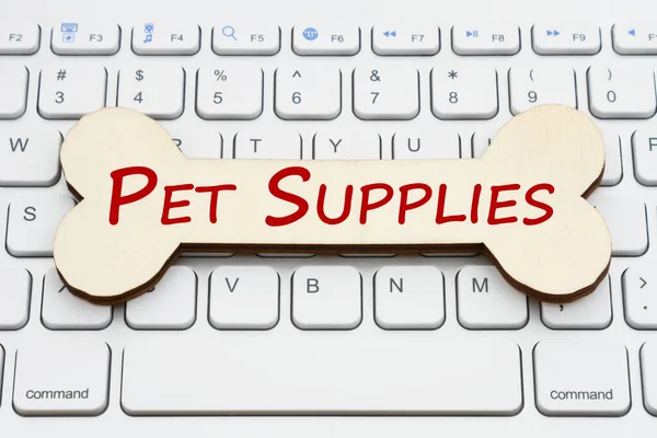 Pet Supplies Message Wood Dog Bone Gray Keyboard Copy Space Stock Picture