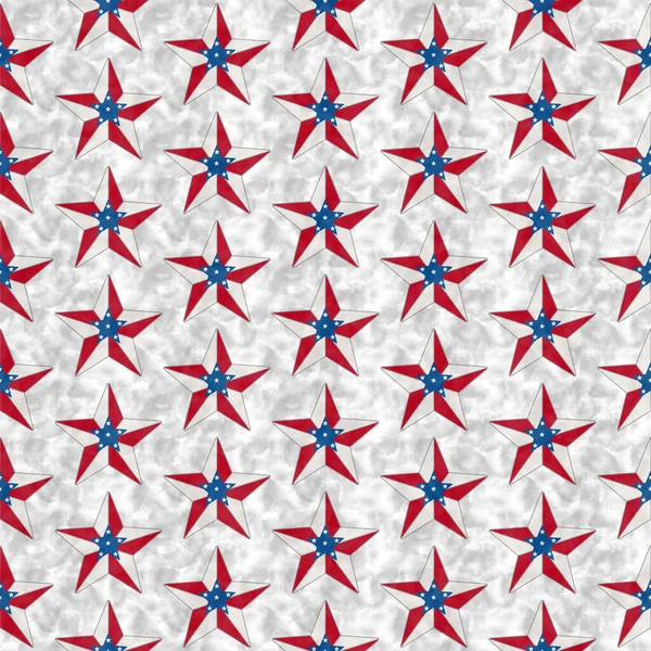 说明红色 白色和蓝色的美国国旗星型背景无缝且重复 — 图库照片