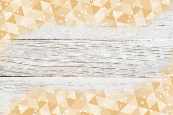Goldene Dreiecke Wirbeln Auf Verwittertem Weißem Holzhintergrund Mit Kopierraum Für — Stockfoto