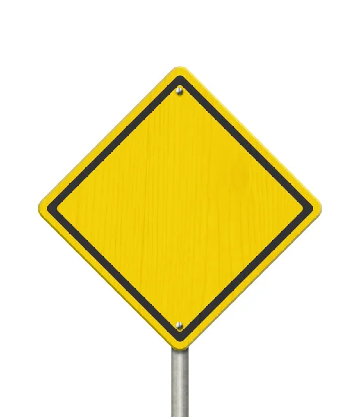 Blank Yellow Black Warning Usa Highway Sign Isolated White Copy — Stock Photo, Image