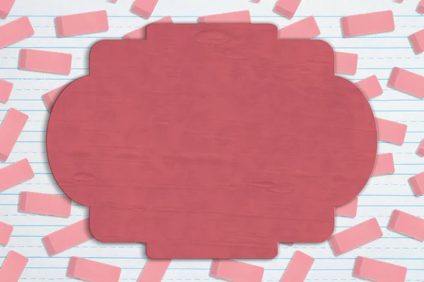 Leerzeichen Auf Rosa Radiergummi Hintergrund Auf Liniertem Papier Für Ihre — Stockfoto