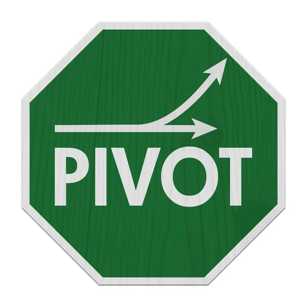 Green White Pivot Road Sign Closeup Isolated White — Stock Photo, Image