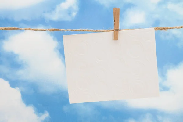 Blank White Greeting Card Sky Copy Space Your Message — Stock Photo, Image