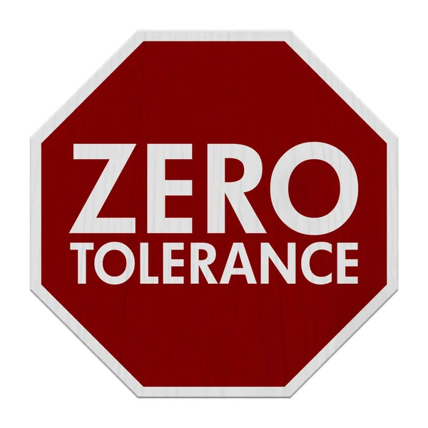 Red White Zero Tolerance Road Sign Closeup Isolated White — Stock Photo, Image