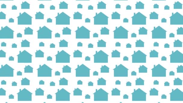 Amination Illustration Blaues Und Weißes Haus Muster Hintergrund Der Sich — Stockvideo