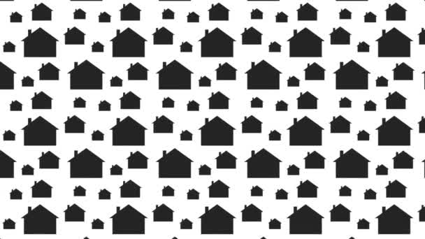 Amination Illustration Black White House Pattern Background Repeats Loops Seamless — Stock Video