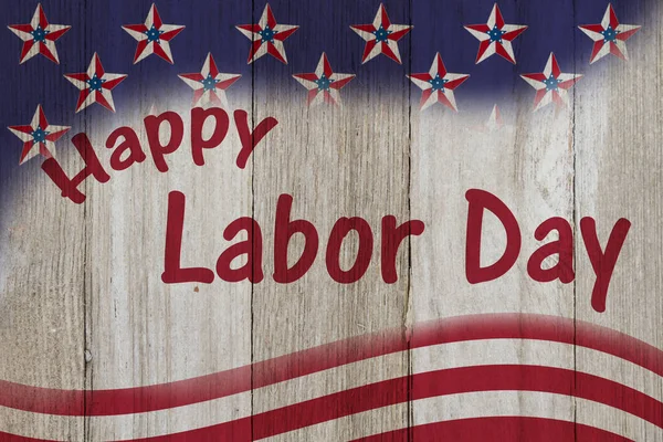 Happy Labor Day Bericht Met Usa Vlag Sterren Grunge Hout — Stockfoto