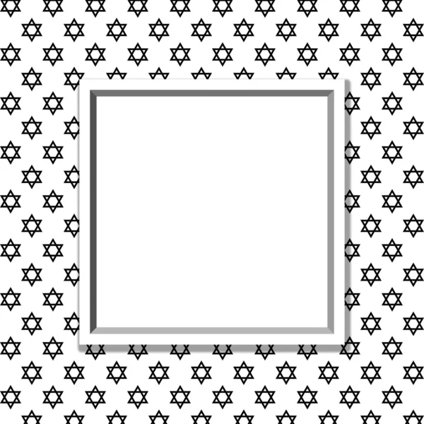 Zwarte en witte ster van david patroon achtergrond met frame — Stockfoto