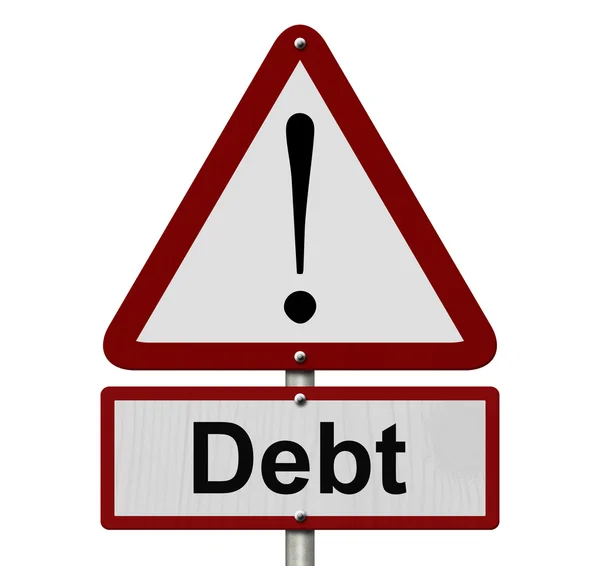 Značka varování dluhu — Stock fotografie