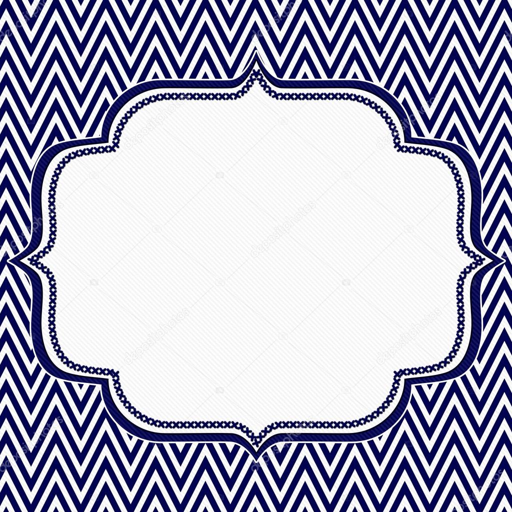 Navy Blue and White Chevron Zigzag Frame Background