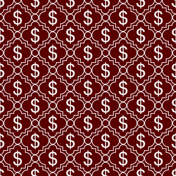 Red and White Dollar Sign Pattern Repeat Background — Stock Photo, Image