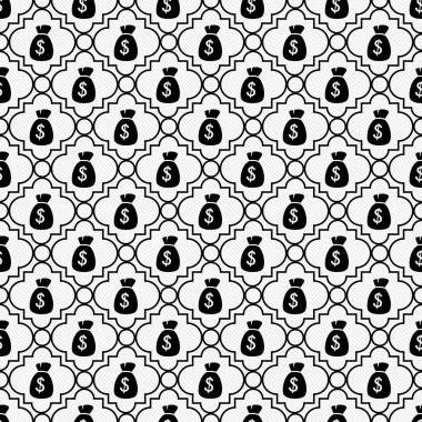 siyah-beyaz para çantasını desen arka plan tekrarlayın